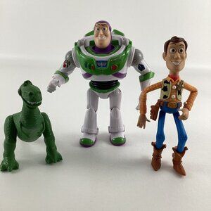 Disney Pixar Toy Story Action Figures Lot Buzz Lightyear Sheriff Woody Rex Dino